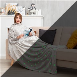 Плед с рукавами светящийся в темноте Этель Love 150*200, 100% п/э, 220 гр/м2