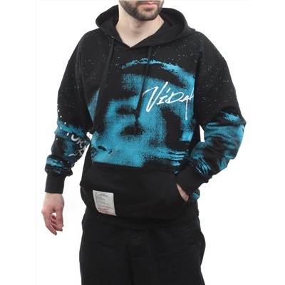 2626 BLACK/BLUE Толстовка мужская (75% хлопок, 20% полиэстер, 5% спандекс)