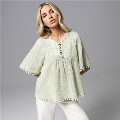 Блуза в стиле бохо, Летний фольклор (зеленая)