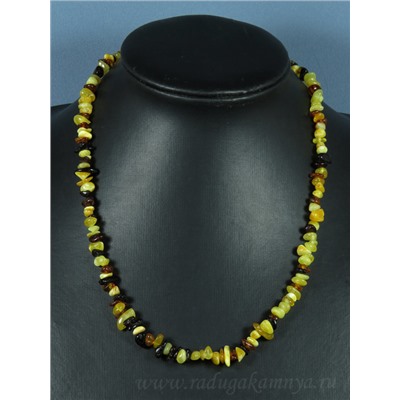 Бусы из янтаря крошка с шариком молочный, лимонный, карамельный, 57см