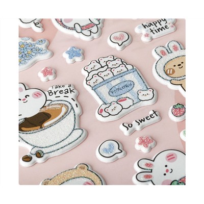 Наклейки объемные MESHU "Bubble bunny", 10*23см, пакет европодвес