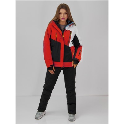 Горнолыжная куртка женская зимняя красного цвета 7081Kr
