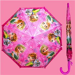 Зонт-трость для девочки с мультгероями полуавтомат Арт 1001/1