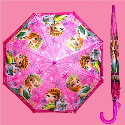 Зонт-трость для девочки с мультгероями полуавтомат Арт 1001/1