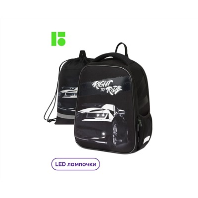 Ранец Berlingo Expert Mini "Right to ride" 36*27*14см, 2 отделения, 2 кармана, анатомическая спинка, мешок для обуви