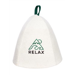 Шапка банная с вышивкой "Relax", войлок белый
