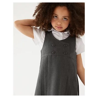 Girls' Permanent Pleats School Pinafore (2-12 Yrs)