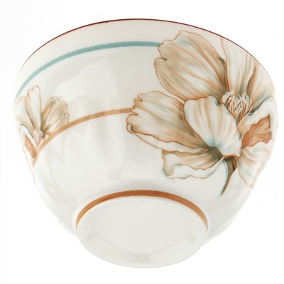 "Блуминг флауэрс (Blooming flowers)" Пиала фарфоровая 380мл, д11,5х6,7см, с деколью, отводка (Китай)