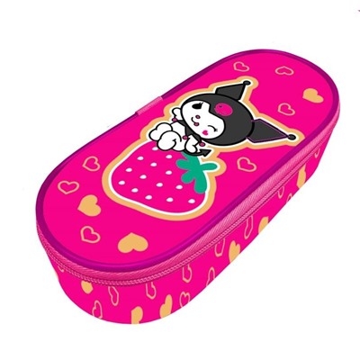 Пенал корпусный овальный "Kuromi", (22,5*9*5 см)