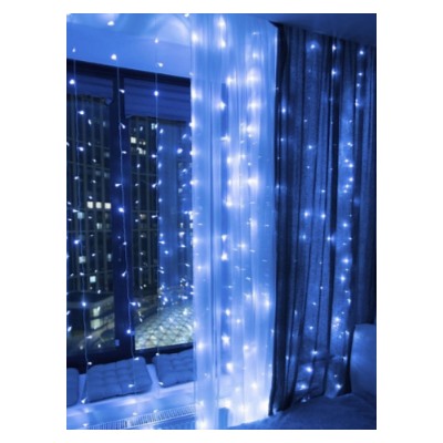 Гирлянда шторы синий цвет 1,8х1,8м