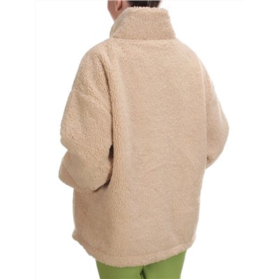 2568 BEIGE Кофта плюшевая женская Тедди на синтепоне  (50 гр. синтепон)