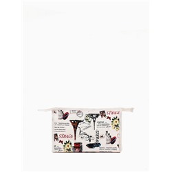 Косметичка на молнии, треугольная, средняя, с рисунком, бежевая