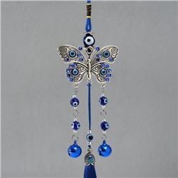 Подвеска от сглаза металл «Бабочка с колокольчиками и кисточкой», 7×30 см