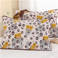 Pillow towel Four-layer gauze Bird Singing Flowers Pillow towel Breathable sweat-absorbing pillow towel Factory price Wholesale Good Dream Cotton Gauze