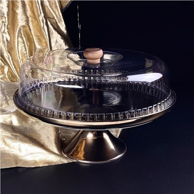 232-004 Тортовница 28,5х26см на ножке с крышкой ВИНТАЖ в под.уп.(х4)Фарфор