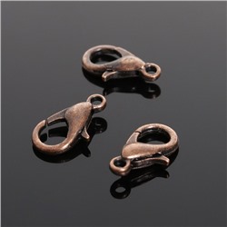 Замок карабин СМ-536, 10 шт. 12×7 мм, цвет чернёной медный