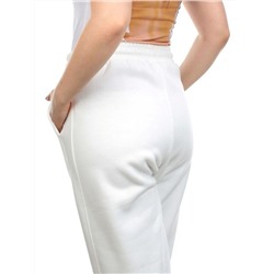 M021 WHITE Брюки спортивные женские на флисе (100% хлопок) 7986