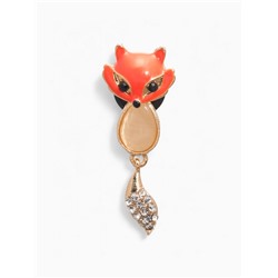 Значок «Лисичка», с подвижным хвостиком, цветной в золоте