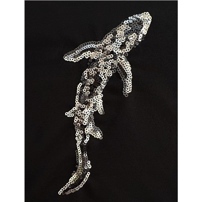 Нарядная футболка с принтом пайетками из премиального хлопка с эластаном