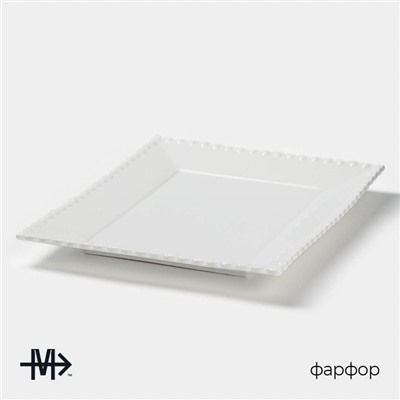 Тарелка Magistro «Лакомка», 25×20 см, прямоугольная, фарфор, белая
