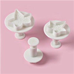 Плунжеры кондитерские Доляна «Листья», набор 3 шт., пластик, белые