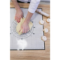 Коврик для выпечки и раскатки теста с разметкой, армированный, силикон, 60×50 см, чёрный