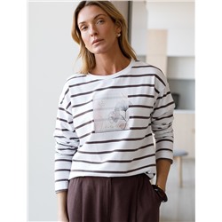 Лонгслив в полоску из премиального хлопка с эластаном