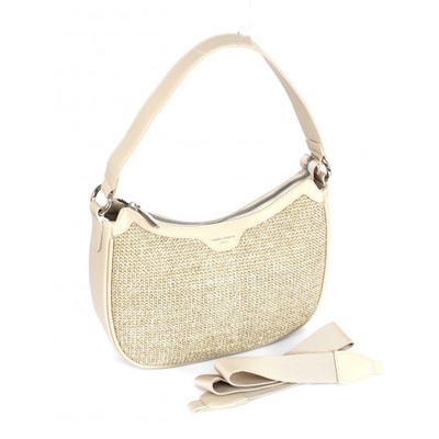 Сумка женская иск/кожа+текстиль DJ-СМ 7433-OATMEAL BEIGE,  1отд,  плечевой ремень,  бежевый 263870