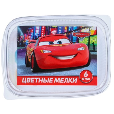 Мелки цветные, 6 цветов, 6 штук, «Тачки»