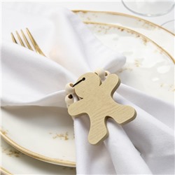 Набор новогодних колец для салфеток, 2 штуки «Пряник», коричневый, 6×7 см, дерево