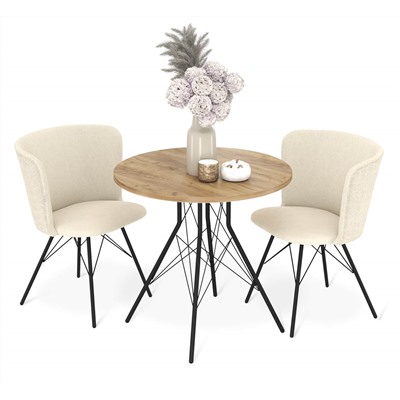 Обеденная группа SHT-DS317
                        дуб тортуга / бежевый / черный муар