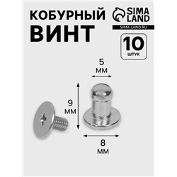 Кобурный винт d=5/8×9 мм, 10 шт., цвет серебряный