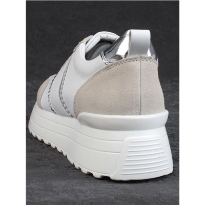 05-PDE40-2 WHITE/BEIGE Кроссовки женские (натуральная кожа, натуральная замша)