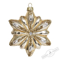 Снежинка-цветок золотая (стекло) 10х2,5х11,5 см