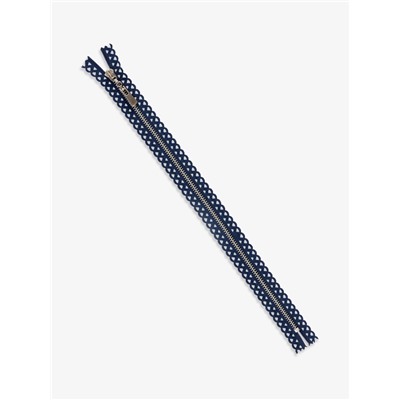 Молния металлическая, №3, неразъёмная, замок автомат, 30 см, тёмно-синяя