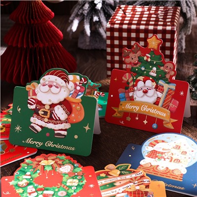 Набор новогодних складных настольных открыток 8 штук