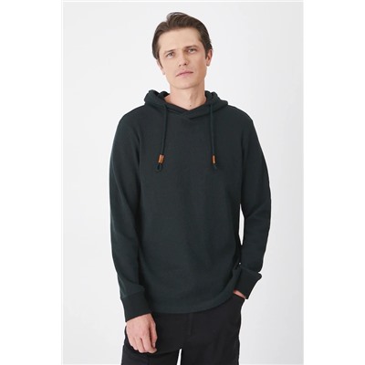 Bluza męska z kapturem z fakturą kolor zielony