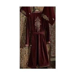 Подарочный Набор Халат + Полотенце + Тапочки (XL) Tuğra Bordo Bayan Bornoz Seti - Xlarge- EcoCotton