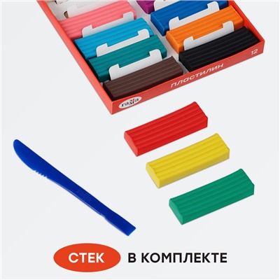 Пластилин Гамма "Мультики", 12 цветов, 240г, со стеком, картон. упаковка