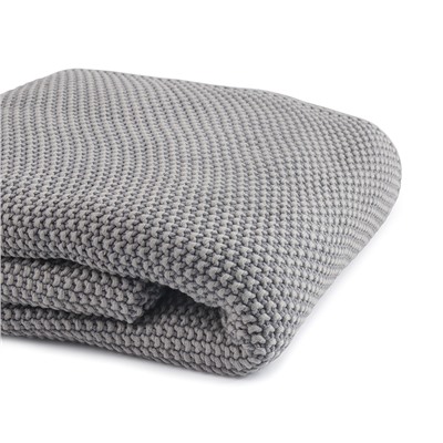 Плед из стираного хлопка серого цвета из коллекции Essential, 130х180 см
