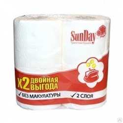 Туалетная бумага SUNDAY 2сл А4/24 палп