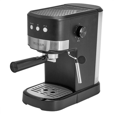 Кофеварка 1100 Вт, 1,2 л, 15 бар DELTA LUX DE-2005 рожковая, черная