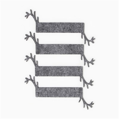 Набор декоративных колец для салфеток «Олень», серый, 4 шт. 15×5 см, 100% п/э, фетр