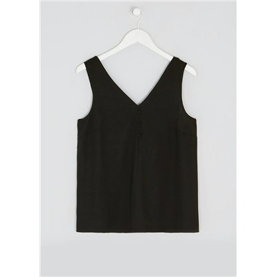 Black Button Detail Vest Top