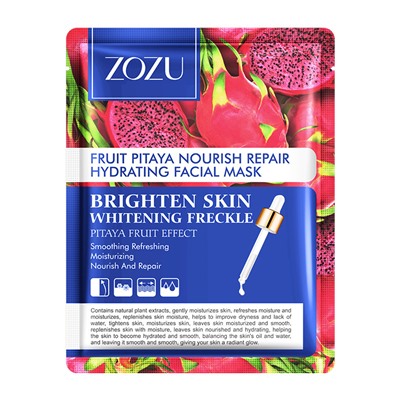 Тканевая восстанавливающая маска для лица с экстрактом питайи ZOZU Fruit pitaya nourish repair hydrating facial mask, 25 гр