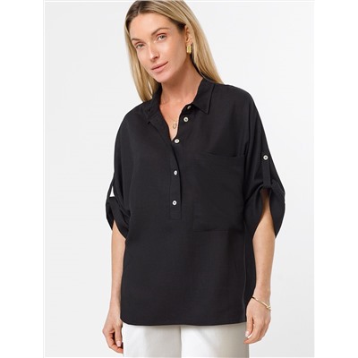 Блузка с цельнокроеным рукавом  изо льна с вискозой