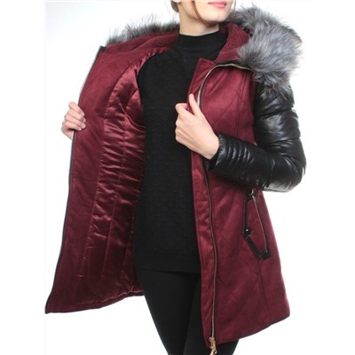 5137 BURGUNDY Парка женская зимняя (150 гр синтепон, искусственный мех)
