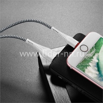 USB кабель Lightning 1.0м BOROFONE BX25 текстильный (белый) 2.4A