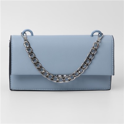 Цепочка для сумки, с карабинами, металлическая, плоская, 18×13 мм, 30 см, цвет серебряный