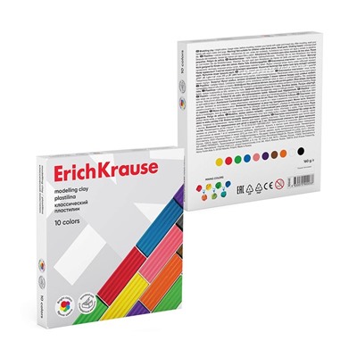Пластилин 10 цветов, 160 г, ErichKrause Basic, в картонной упаковке